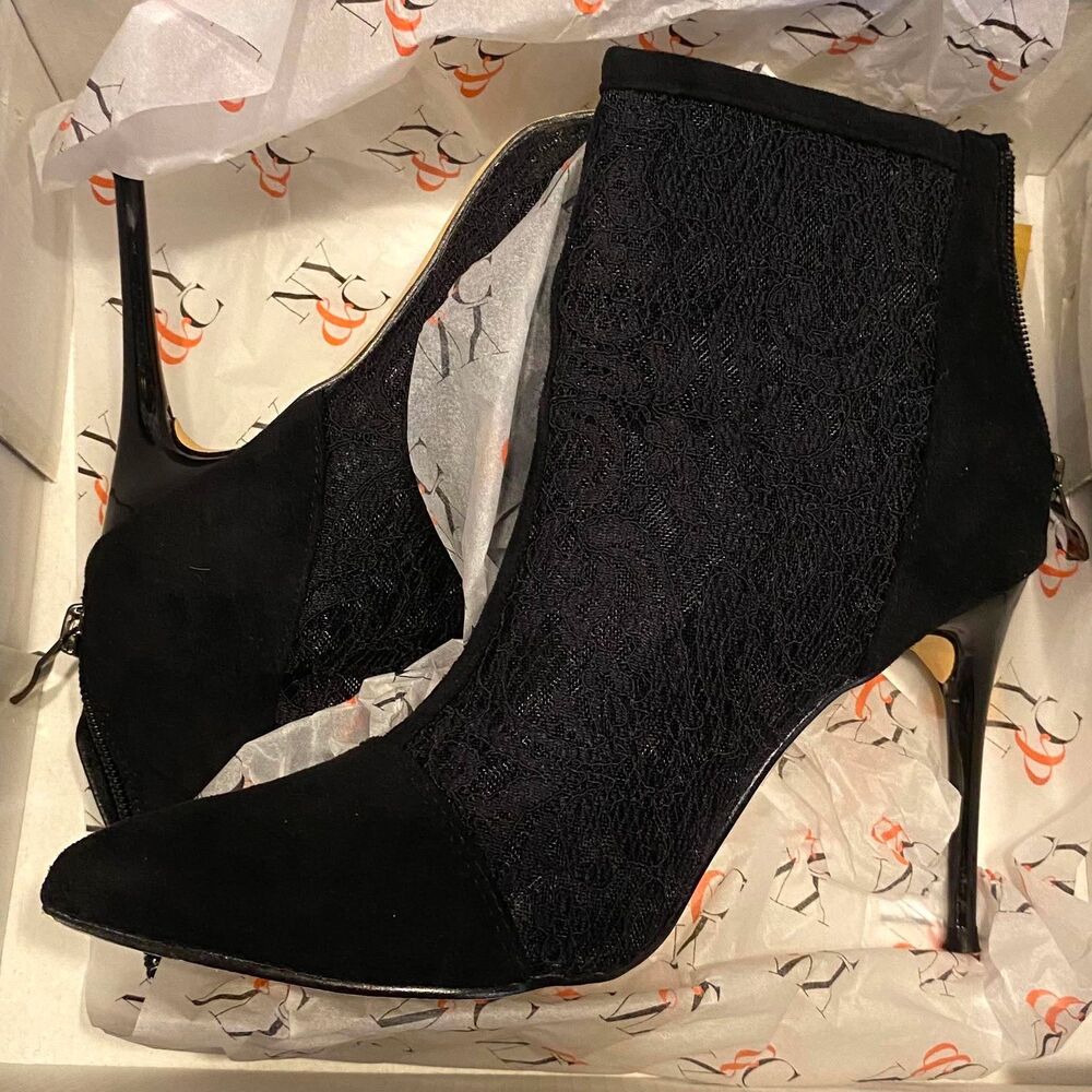NY & Company Bria Bootie Black Lace Women's Size 8